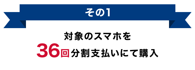 その1 対象のスマホを36回分割支払いにて購入