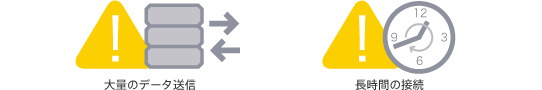 大量のデータ送信／長時間の接続の画像