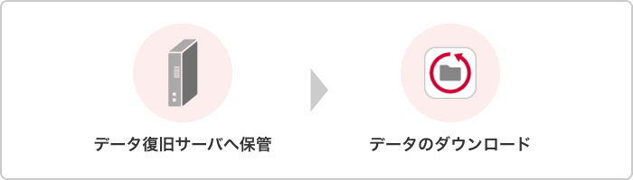 データ復旧サーバへ保管&rarr;データのダウンロード