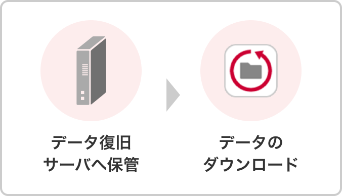 データ復旧サーバへ保管&rarr;データのダウンロード
