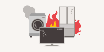 家電から出火している画像