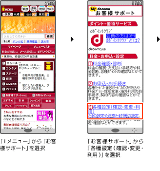 メッセージF　受信解除の方法の画面遷移図