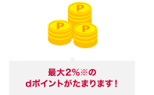 最大2％※のdポイントがたまります！
