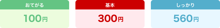 おてがる100円、基本300円、しっかり560円
