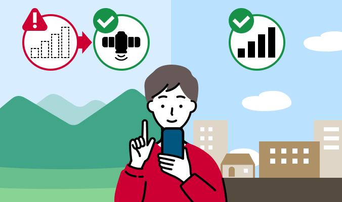 衛星とスマートフォンが直接通信できるイメージ画像