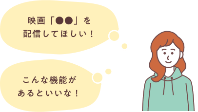 「映画「●●」を配信してほしい！」「こんな機能があるといいな！」